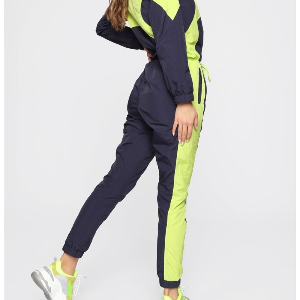 Fashion Nova Neon and Navy Jumpsuit